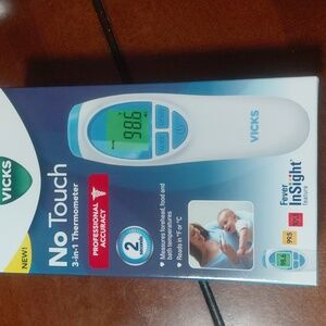 Vicks No Touch 3-in-1 Thermometer Measures Forehead, Food, And Bath Temperatures